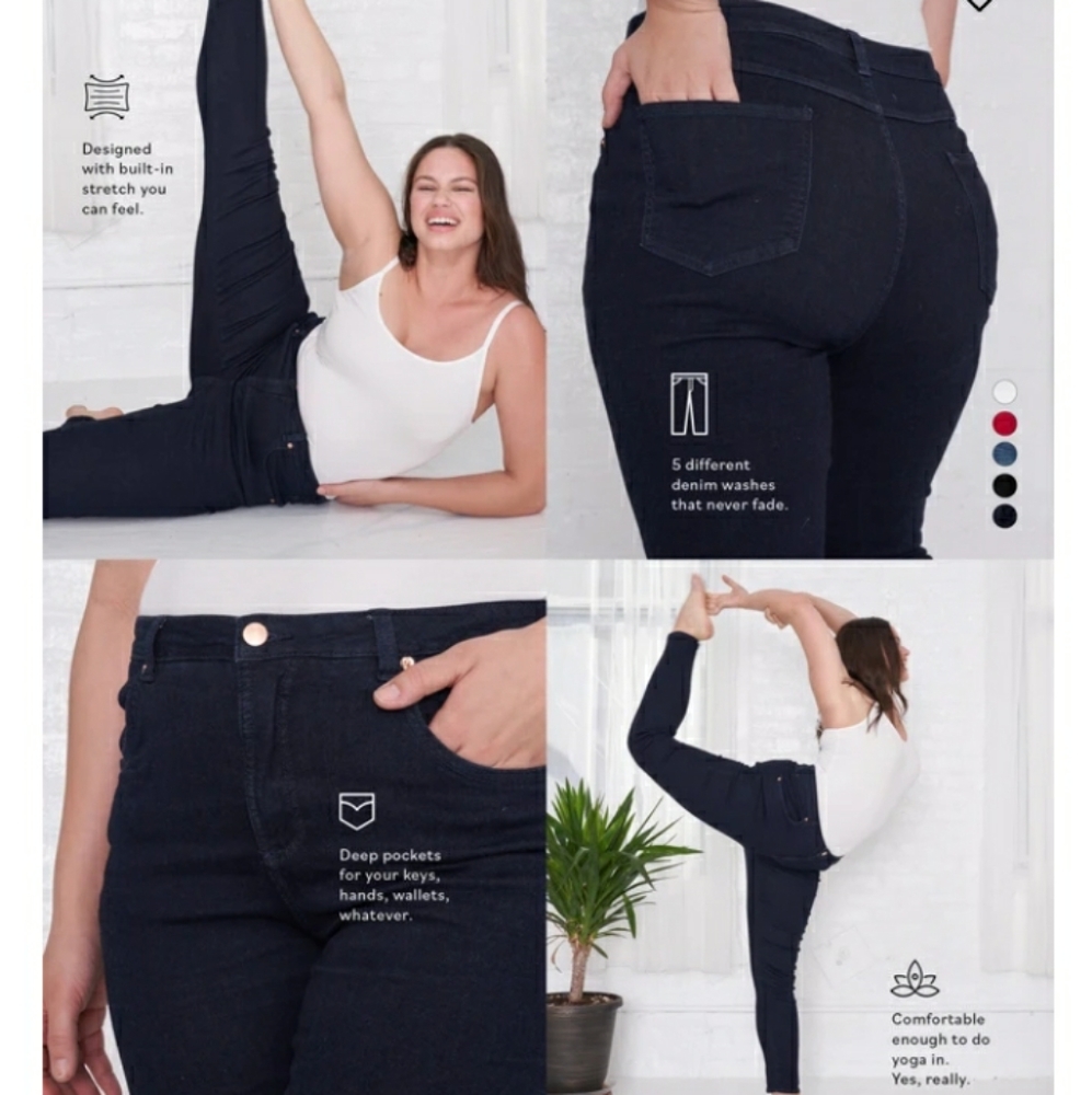 US Seine High Rise Skinny Jeans 22 Long Black